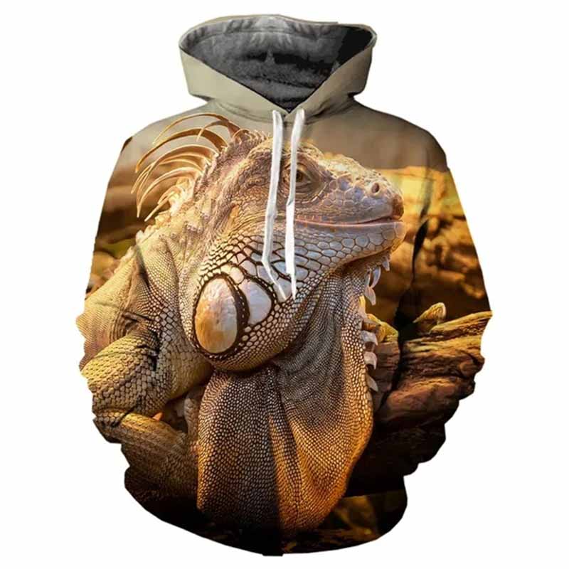 Chameleon Lizard Hoodie Animal 3D Print Men Women Streetwear Hoodies Oversized Pullover Hooded Sweatshirts Kids Tops Clothing