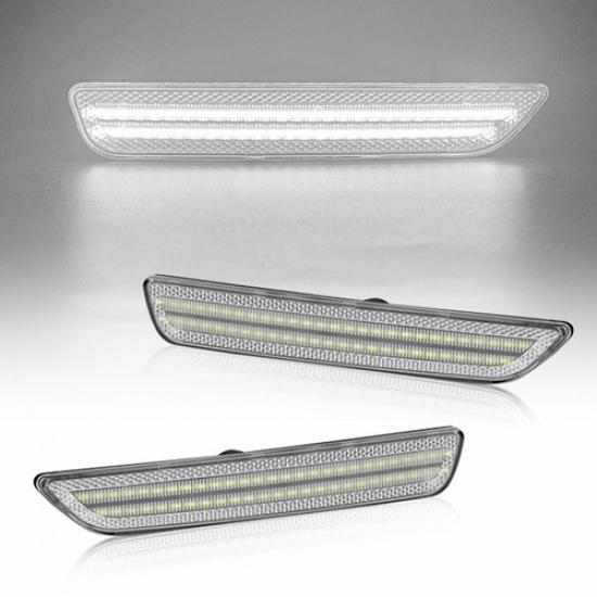 2X LED Strip Front Marker Side Light Lamp Clear For Lens 2010-2014 Ford Mustang