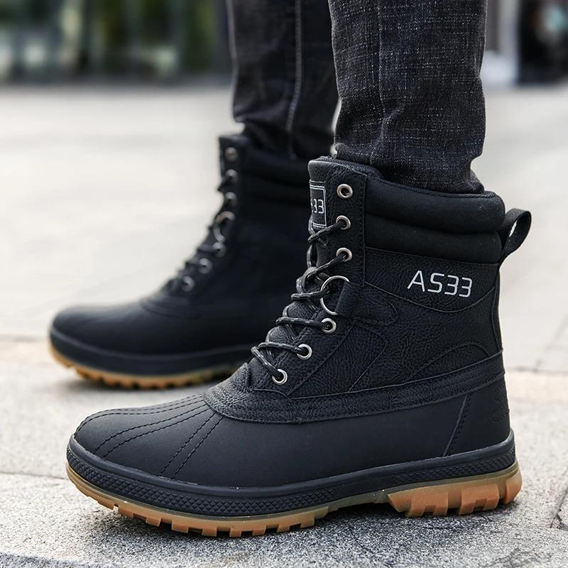 Men Boots Fashion Casual High Top Boots Outdoor Anti-skid Platform Boots Oxford Hiking Bootoies Men's Lace Up Ankle Botas Hombre