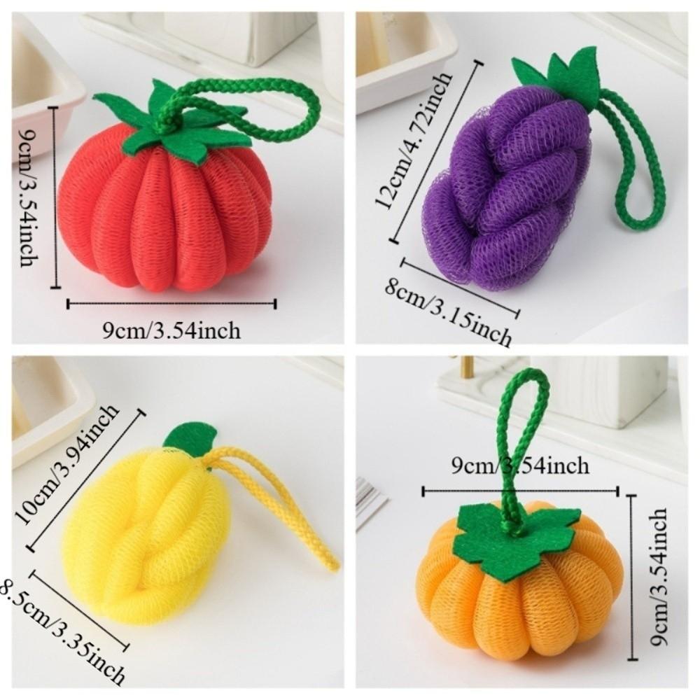 4pcs Soft Fruit Shower Balls Does Not Scatter Scrubbing Vegetable Bath Ball Soft Bubble Fun Bubble Bath Flower