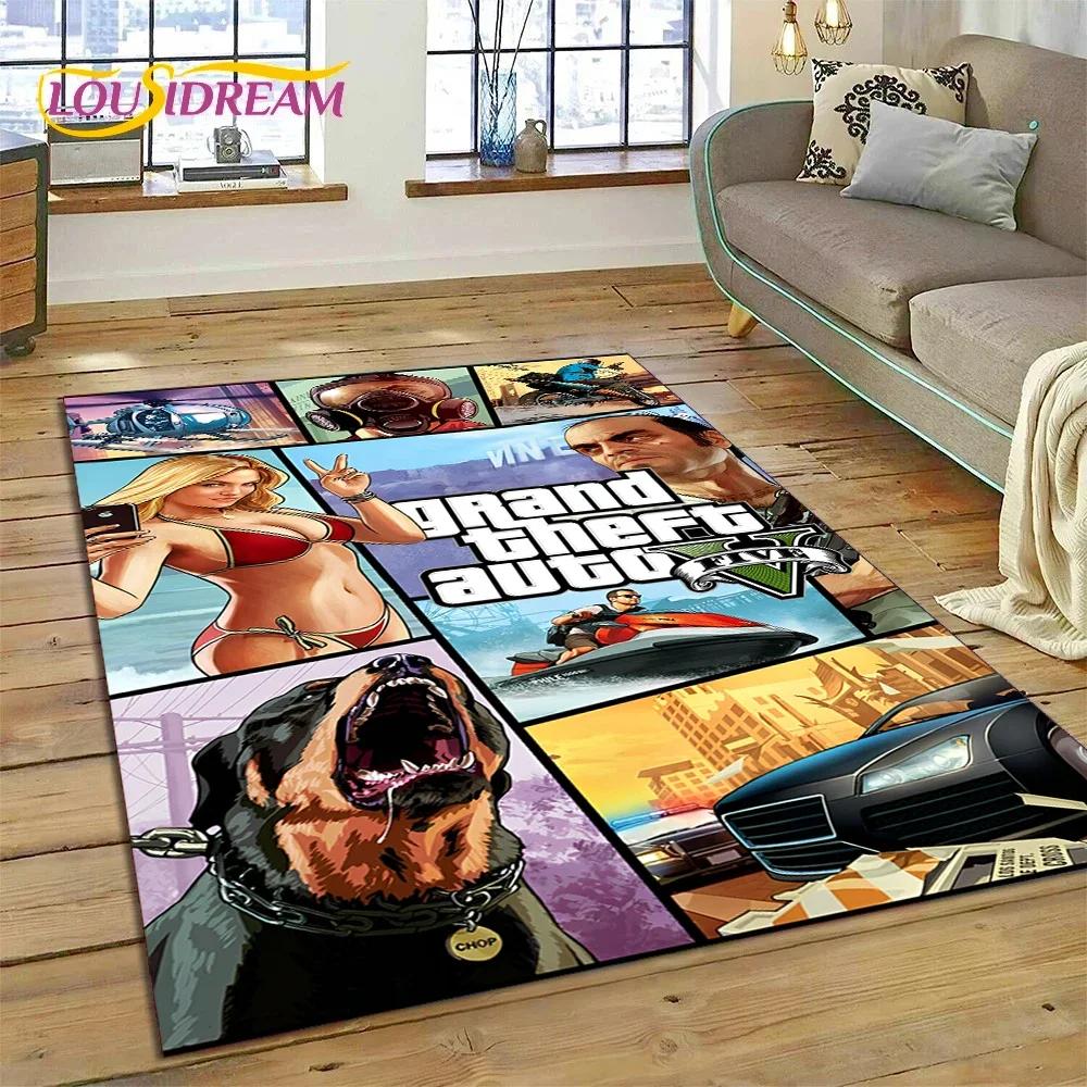 3D GTA Spiel Grand Theft Auto Gamer Teppich für Schlafzimmer Wohnzimmer Zuhause Sofa Dekoration, Kinder Spiel Große Dekor Bodenmatte