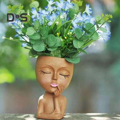 Γλάστρα Face Planter με τρύπα αποστράγγισης ρητίνη 3D Γυναικείο Κεφάλι Ειδώλιο Γλάστρα Φυτά εσωτερικού χώρου Δοχείο σπιτιού Μπαλκόνι Διακόσμηση κήπου