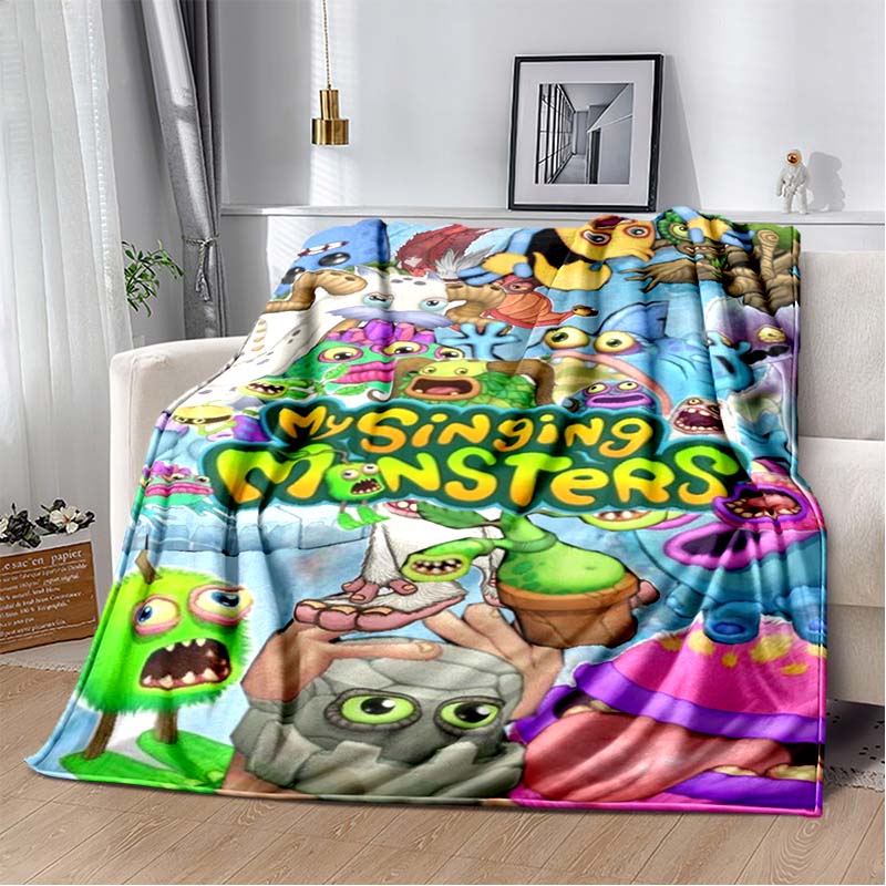 Benim şarkı söyleyen canavarlar video oyunu karikatür yumuşak peluş battaniye, pazen battaniye oturma odası yatak odası yatak kanepe piknik için battaniye atmak