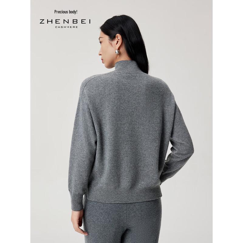 Zhenbei Women's Fully Formed Cashmere Half-High Collar Sweater