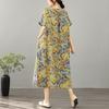 Short Sleeve Plus Size Cotton Linen Vintage Floral New In Dresses for Women Casual Loose Long Summer Dress
