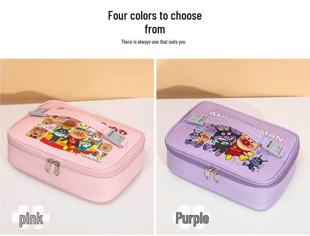 Anpanman & Baikinman Insulated Lunch Bag - Cartoon Design, Thick & Portable for Students/Work