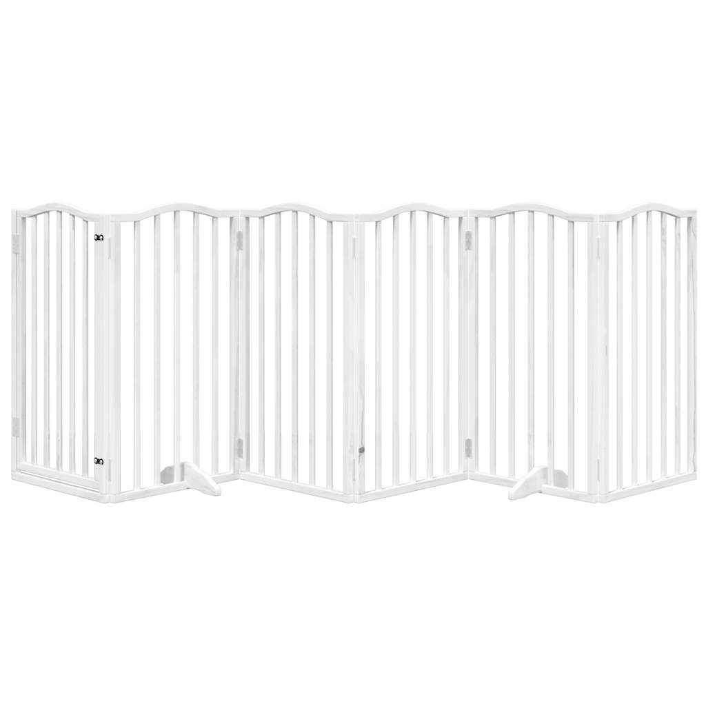 Vidaxl Foldable Dog Gate, With Door, 6 Panels, White, 300 Cm