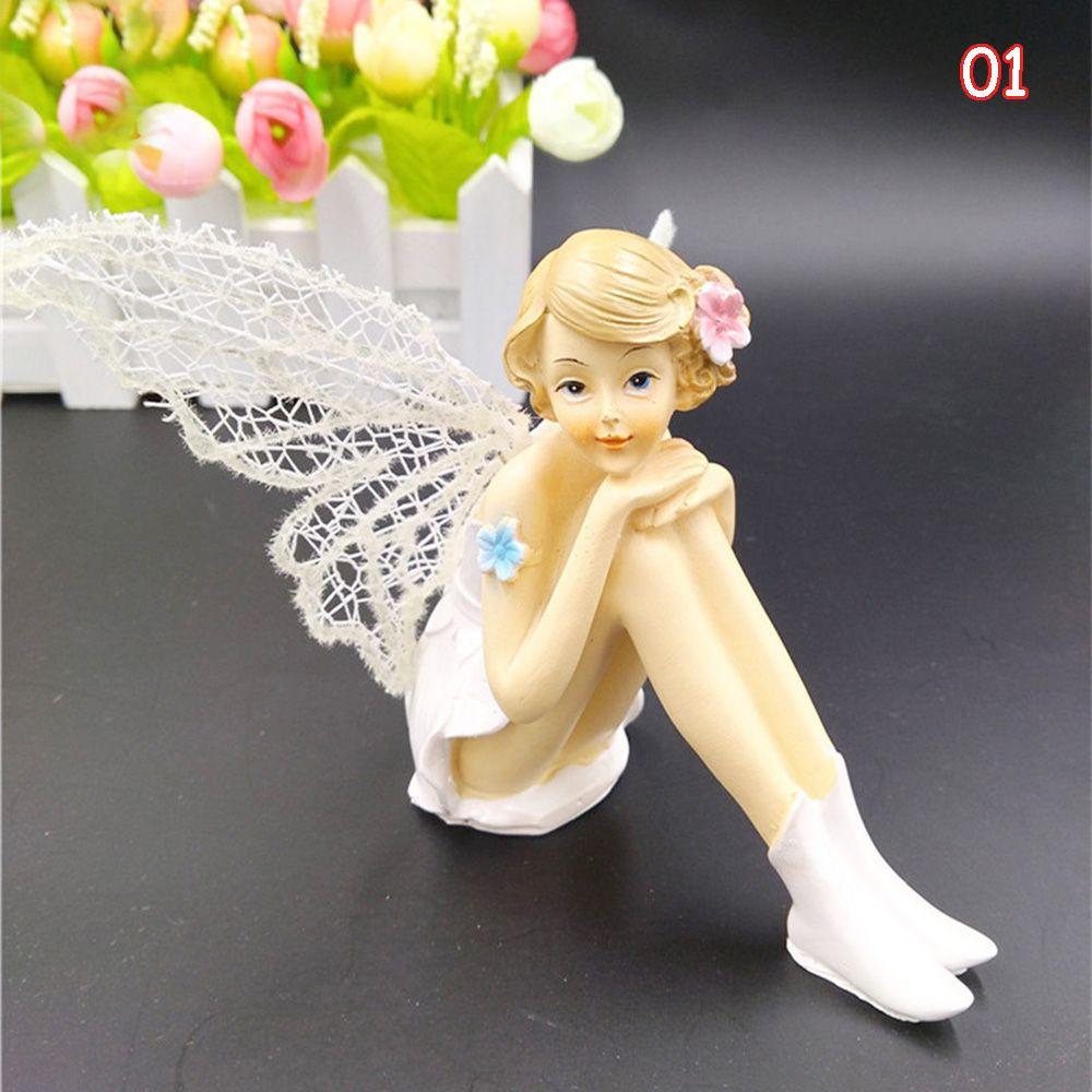 Toy Figures Resin Car Cake Decor Flying Flower Fairy Garden Flower Ornaments  White Angel Doll