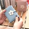 Damen-Geldbörse, luxuriöses Kunstleder, Blumenknopf, dreifach gefaltet, mit mehreren Steckplätzen, Kartenhalter, kurze, schlanke Geldbörse, Geldetui, Tasche, Mädchen-Geschenk