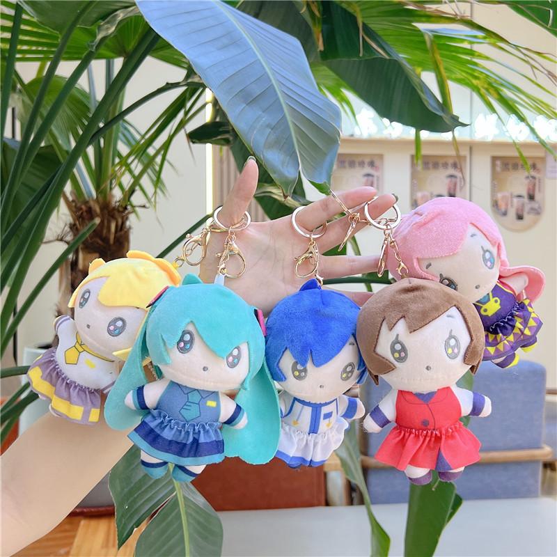Hatsune Miku Plush Keychain Anime KAITO MEIKO Series Len Rin Cute Soft Filled Doll Keychain Bag Pendant Fan Birthday Gift Toy
