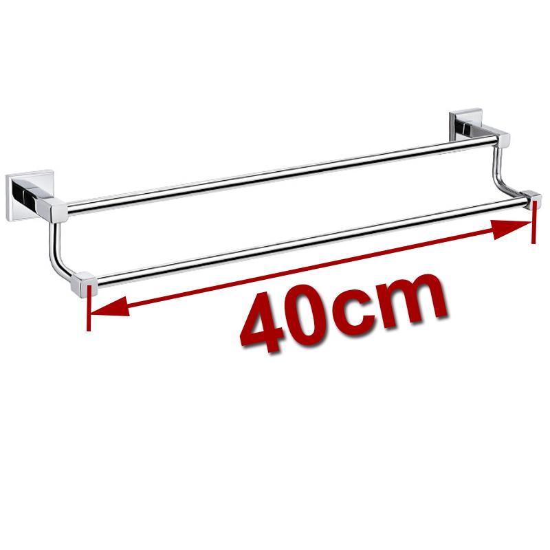 . Chrome Finish Stainless Steel Bathroom Accessory Double Towel Bar Towel Rail Towel Holder 60cm YT-10798