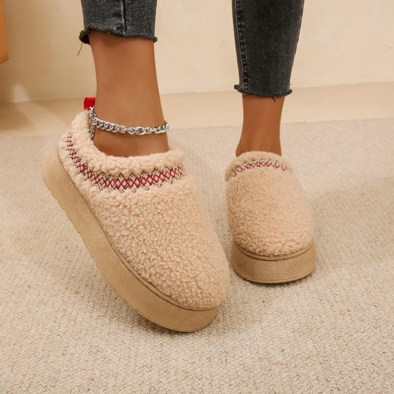 Dicke Sohlen Hausschuhe Damen neue Winter warme Pelz Schneestiefel Baumwolle Pantoffeln Damen