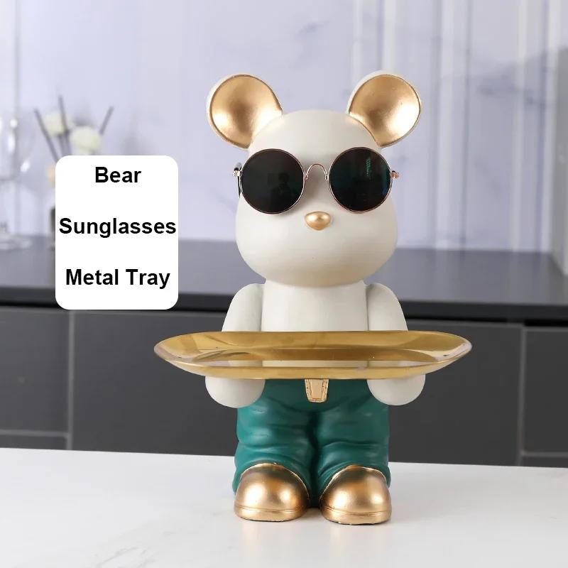 Bear Tray Bear Sculpture Piggy Bank Violent Bear Statue Resin Ornament Desktop Accessories Kids Gift Living Room Home Decor