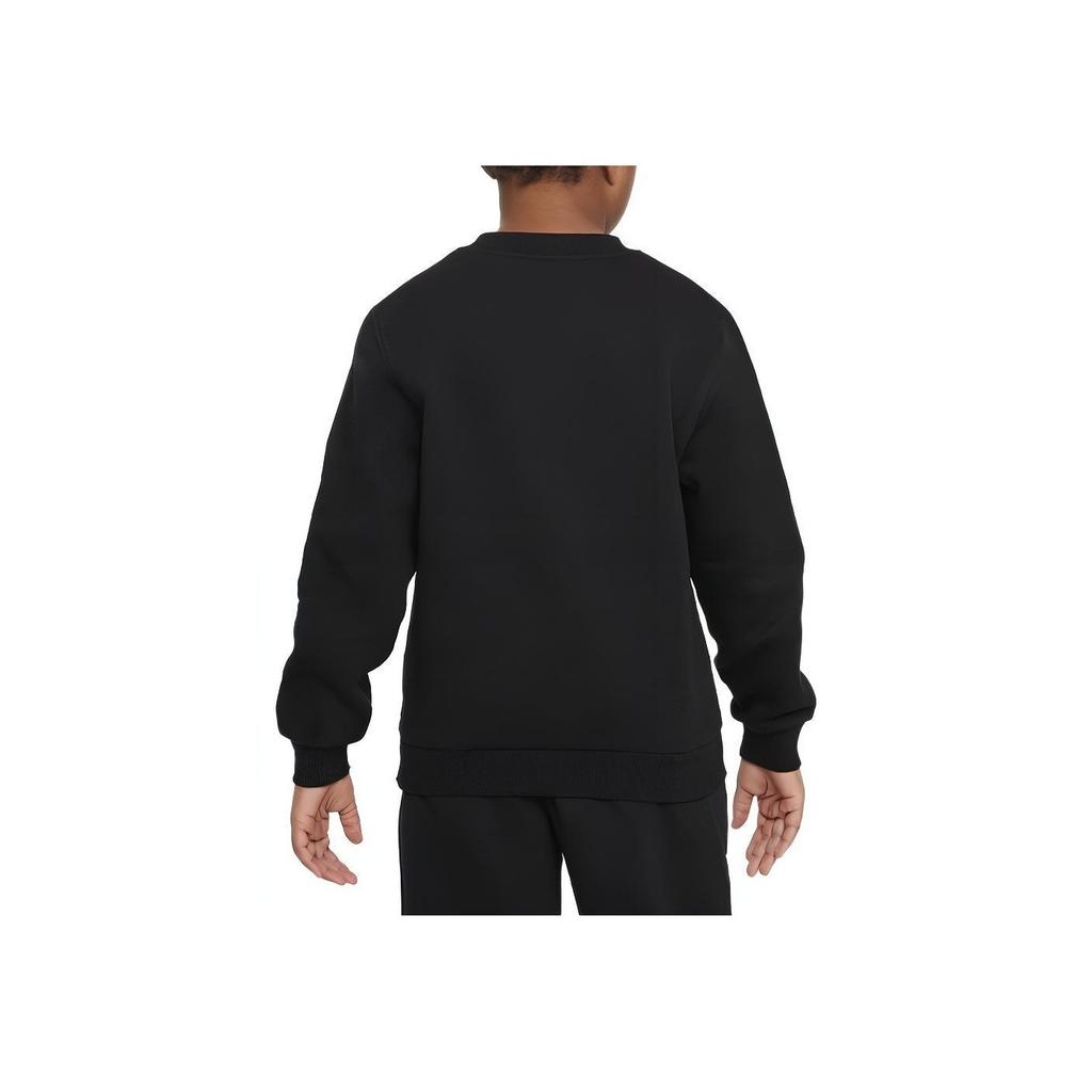 Nike Sportswear Club Fleece Logo Print Crewneck Kids Tops Black FD2992-010