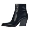 Women's Black Leather Ankle Boots Pointed Toe Wedge Heel Fashion Design Side Zipper Boots Party Streetwear