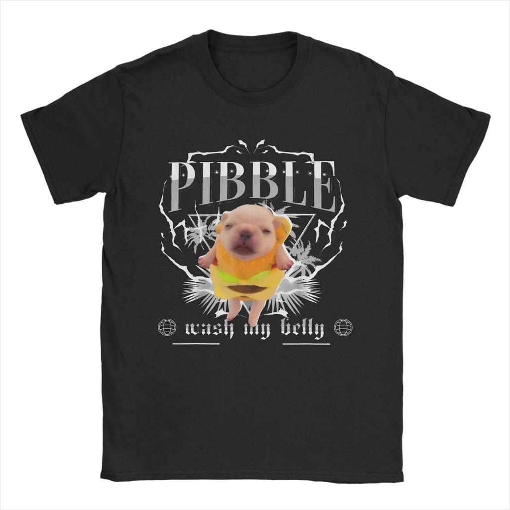 Unisexové tričko s krátkým rukávem a vtipným meme s motivem Pibble Wash My Belly pro všechna roční období, 100% bavlna.