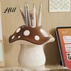 Durable Resin Pencil Holder Cute Mushroom Pen Holder, Desktop Organizer with Non-Slip Thick Stable Base, Non-toxic Desk Accessory for Modern