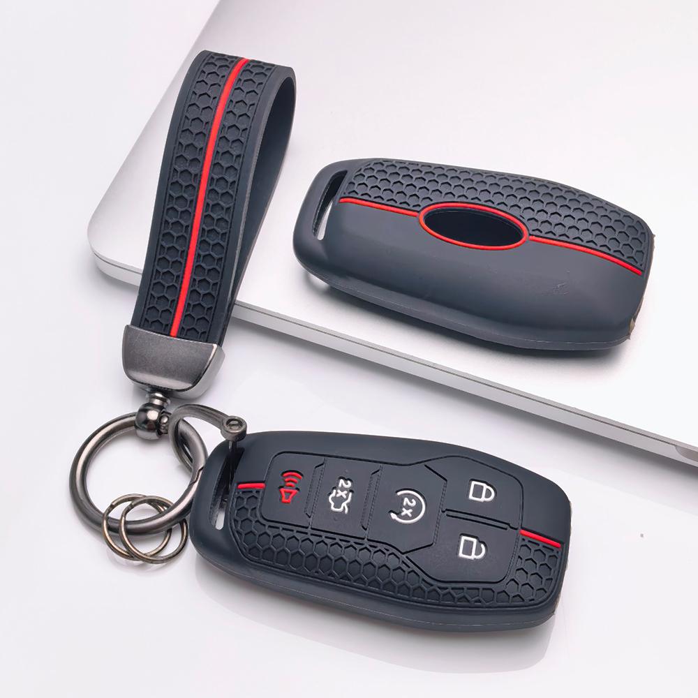 Silikon Schlüsselanhänger Hülle Schlüsselanhänger passend für Ford F150 F250 F350 F450 F550 Explorer Edge, Passend für Ford Escape Focus F150 F250 F350 F450 F550 Explorer Edge Mustang