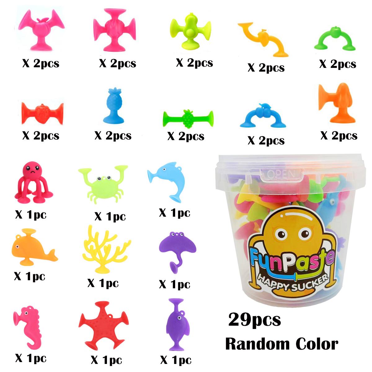 

29 шт. Игрушки на присосках «Морские животные и фрукты», С ведром для хранения, Конструктор для детей, Игрушки для купания и путешествий