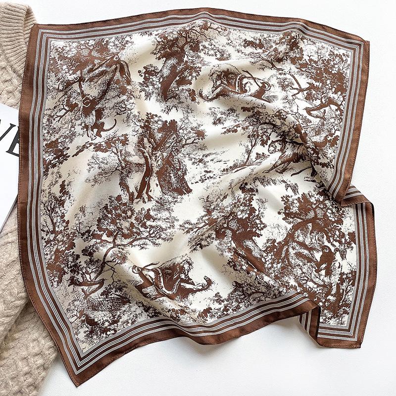 2022 Autumn/Winter Mulberry Silk Mori Style Print Square Scarf - Women's Warm Silk Neck Shawl