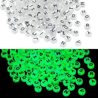100/300/500 ks světélkující náramek z korálků s písmeny 4 x 7 mm akrylový světélkující korálek s písmenem světélkující korálek s písmenem DIY řemesla výroba náhrdelníků a šperků