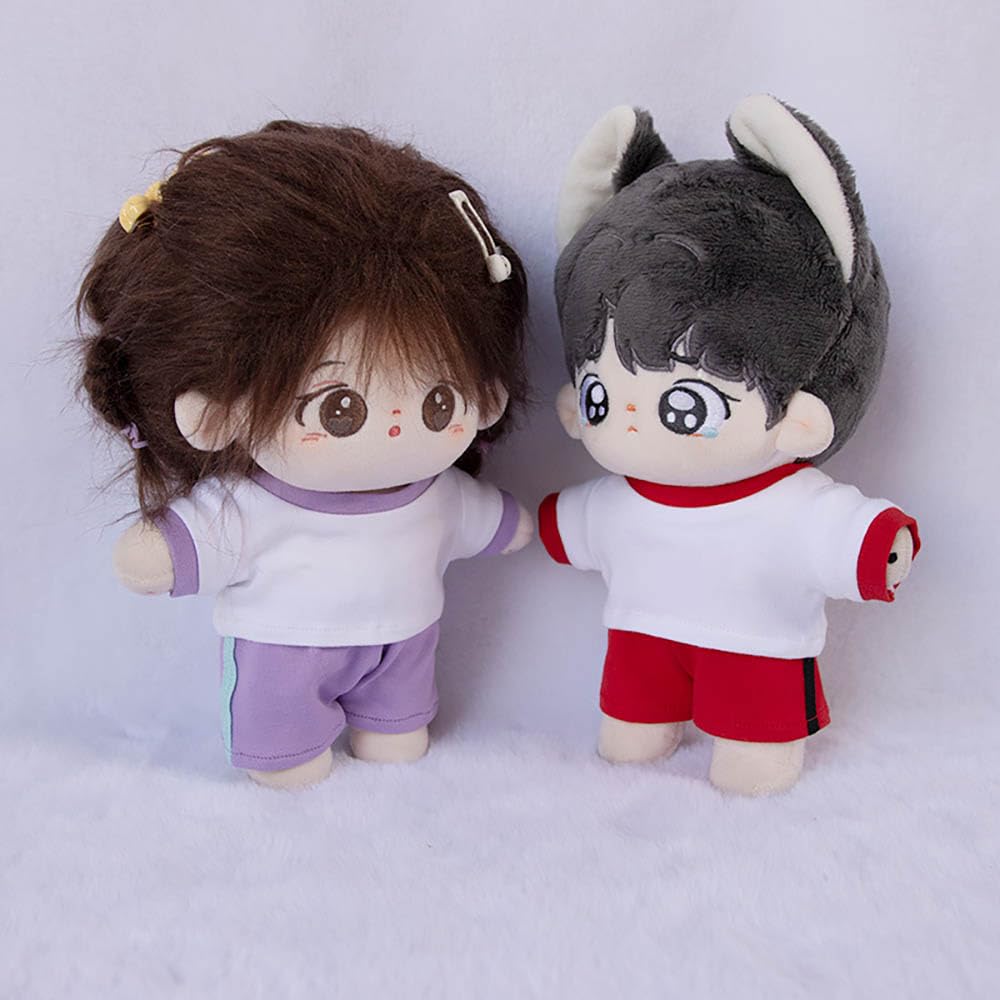 niannyyhouse 10cm, 15cm, 20cm Plush Clothes, Sportswear, Color Blocking, T-Shirt, Pants, Dress-Up, Cotton Doll, Accessories (a13, 20cm)
