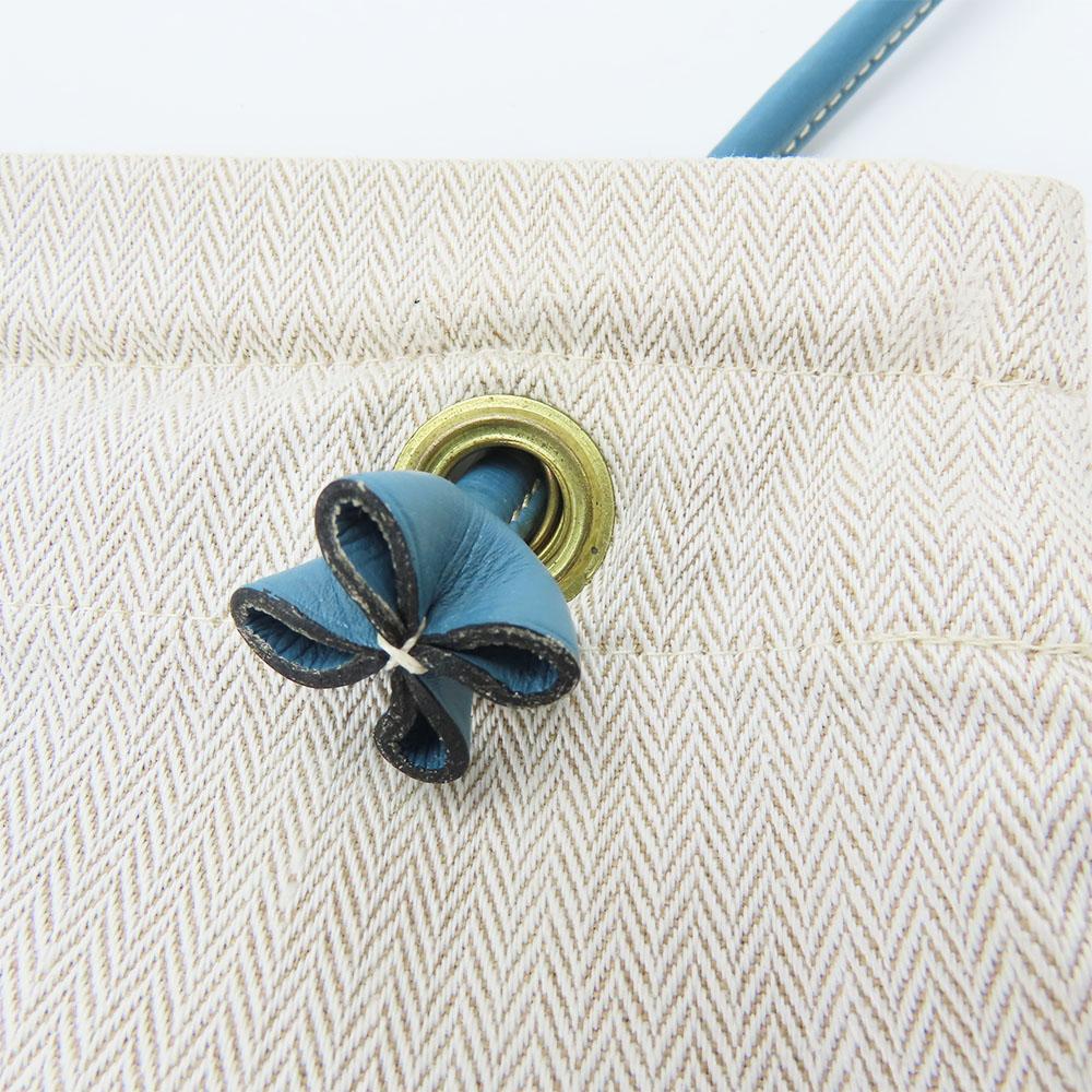 Used HERMES Shoulder Bag Alain GM Cotton/leather Beige Blue Shoulder