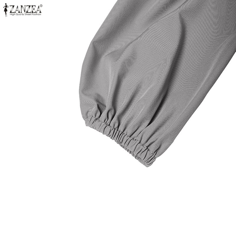 ZANZEA Salopetă casual pentru femei, cu decolteu în V, mânecă lungă, largă, cu picior lat