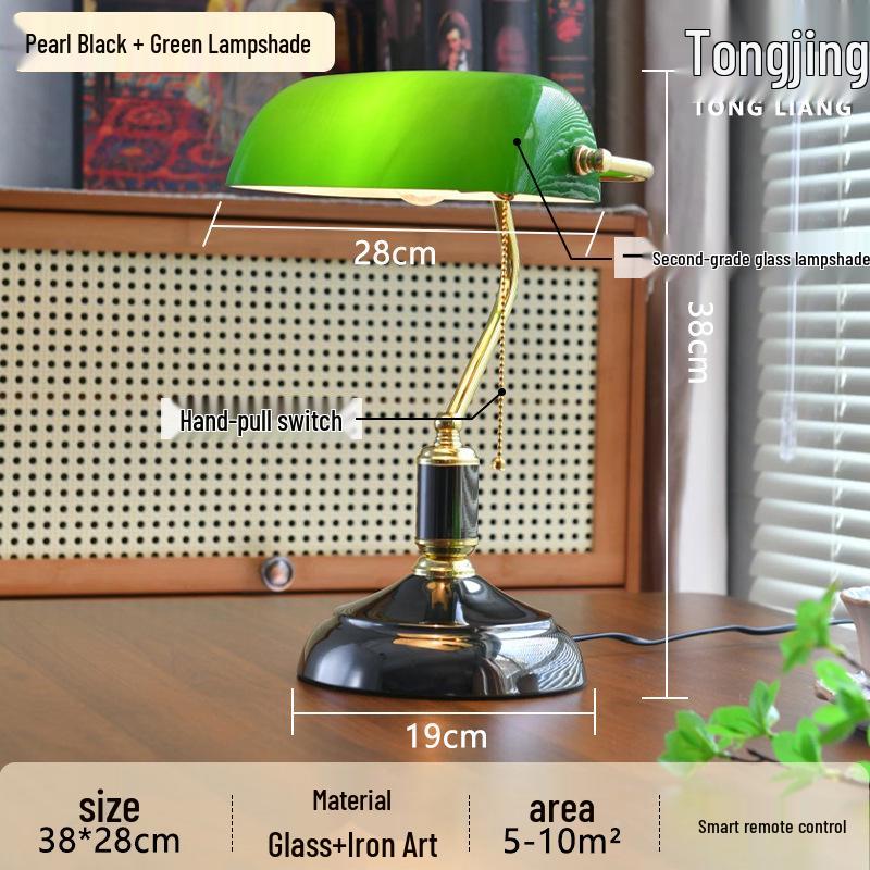 Vintage Green Banker Desk Lamp: Eye-Caring Bedside Light Inspired by Old Shanghai