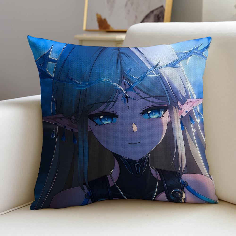 Mysterious WWuthering WavesS Cushion Cover Breathable and skinfriendly linen pillowcase square removable and washable cushion