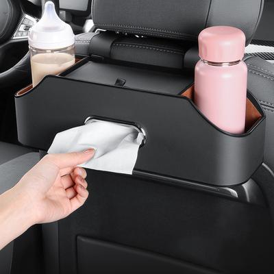 Autositz-Rückenlehnen-Organizer mit Getränkehalter, Taschentuchbox und Handyhaltern, Auto-Kopfstütze, Rücksitz, multifunktionale Aufbewahrungsbox