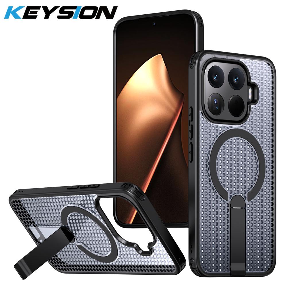 KEYSION Hollow Heat Dissipation Magnetic Case for Xiaomi 17T Pro 5G Cooling Hide Stand Shockproof Phone Cover for Xiaomi 17T 5G