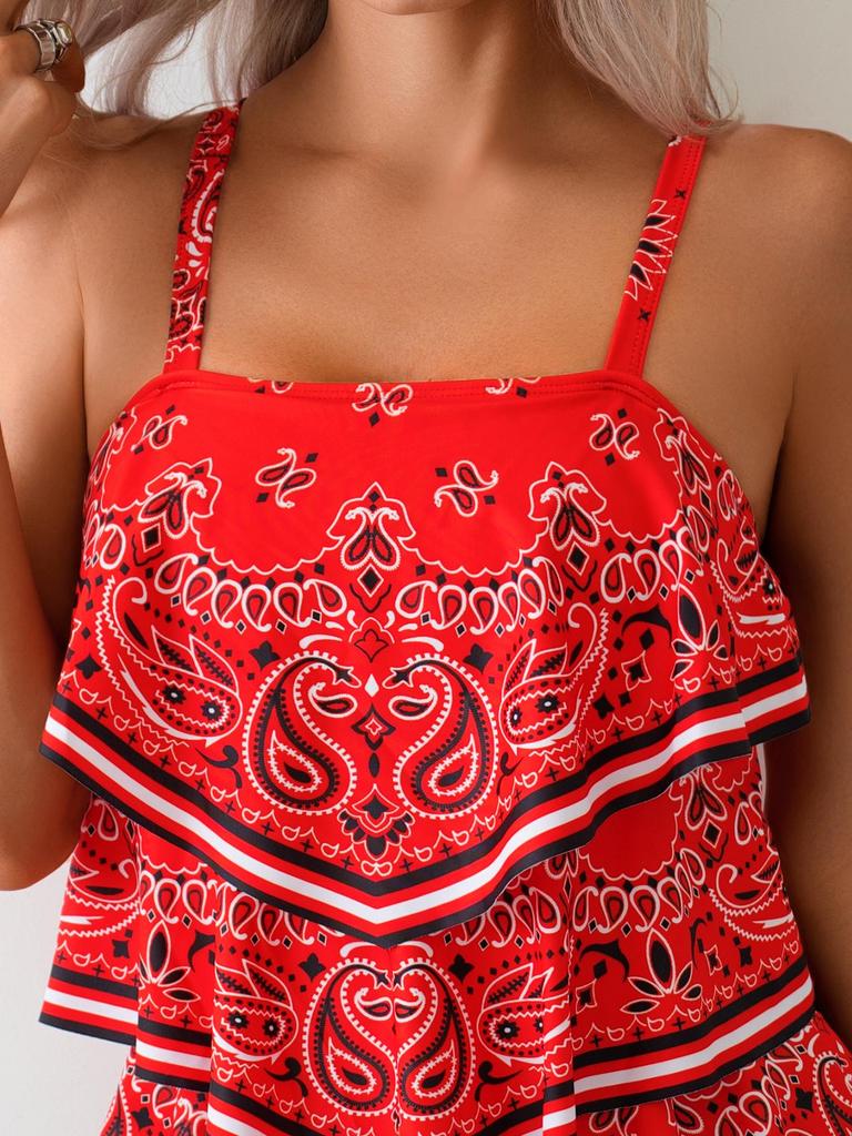 2025 European & American Retro Flat-Leg Tummy Control Slimming Tankini