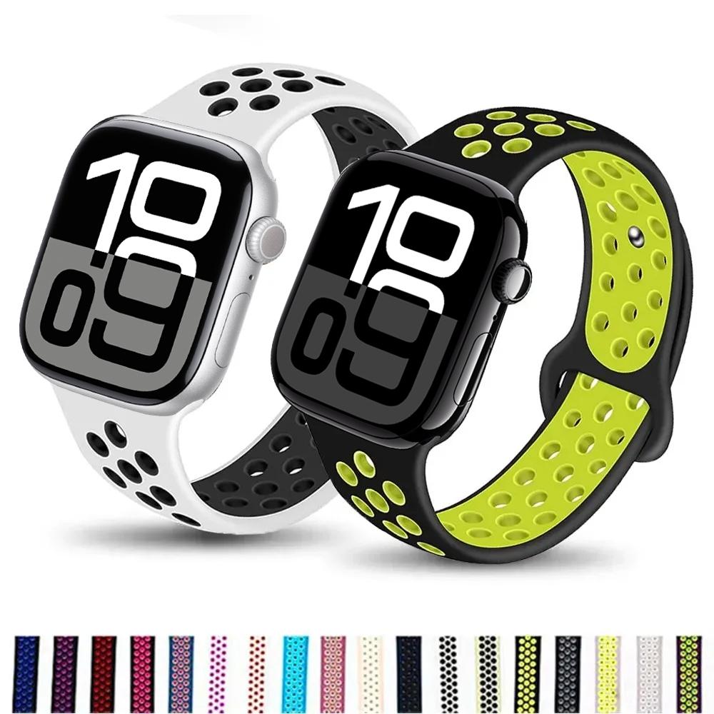 Silicone band For Apple Watch 11 strap 44mm 40mm 45mm 41mm 42mm 46mm correa bracelet iWatch Series 10 8 SE 3 6 7 9 Ultra 2 49mm