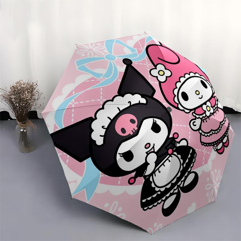 1pc My Melody and Kuromi Dress-Up Umbrella with Plastic Handle,Suitable for All Seasons Home Travel Outdoor UmbrellaSanlio556