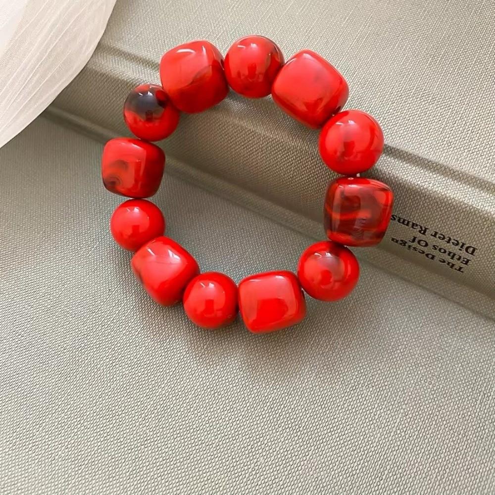 Square Round Beaded Bracelet Acrylic Women Wristband Korean Geometric Bracelet  Hand Accessories