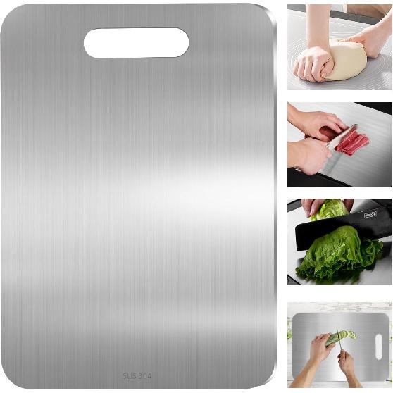 304 Stainless Steel Cutting Board, Double-sided Stainless Steel Cutting Board for Kitchen Dishwasher Safe Ideal Food Grade Chopping Board for Cutting