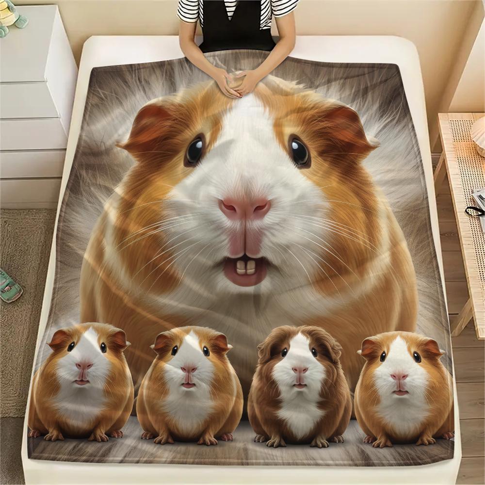 1Pc Hamster and Rat Print Flannel Blanket, High Quality Comfortable for All Seasons, Home Decor, Warmth and Comfort, Perfect for Gifts