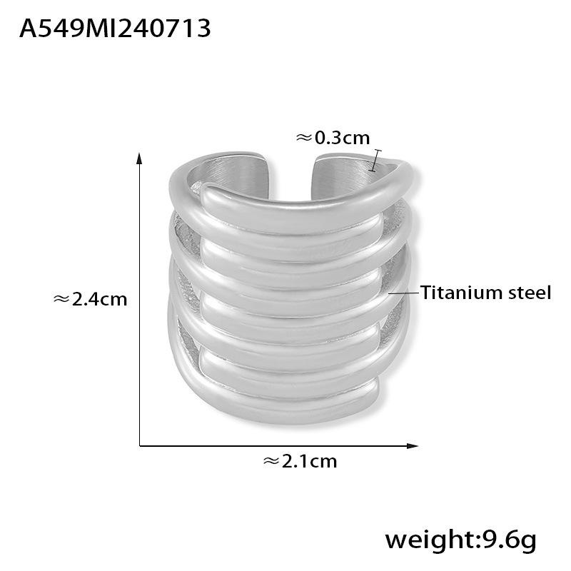 

Многослойное соединение, гладкая поверхность, широкая версия, дизайн кольца, женские легкие роскошные ювелирные изделия из титановой стали с покрытием из 18-каратного золота