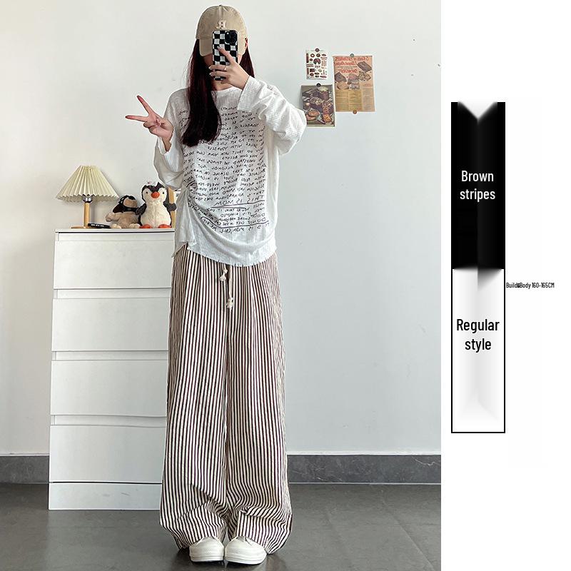 

Women s High-Waisted Black & White Striped Wide-Leg Pants – Summer 2025 Collection M (recommended 96-110 jin)