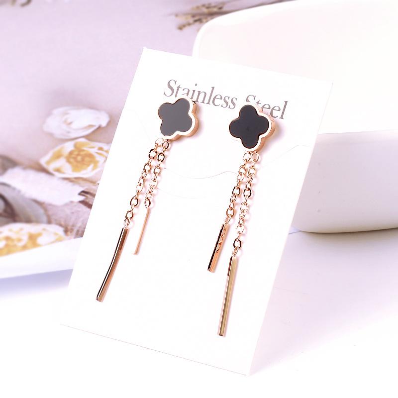Fraudi Four -Leaf Earlobe Female 18k Gold Titanium Steel Jewelry
