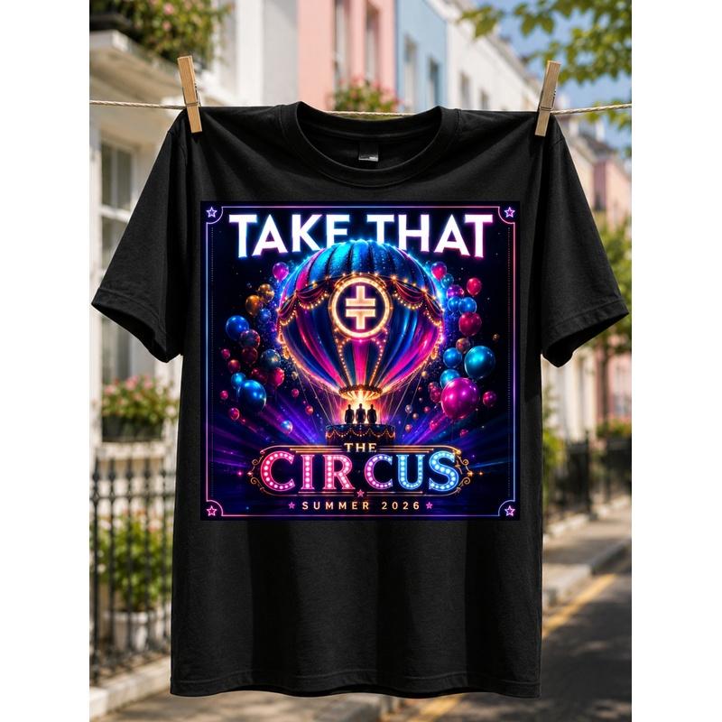 Take That The Circus T-Shirt, Hot Air Balloon Graphic, Neon Carnival Lights, Music Fan Gift, Summer 2026