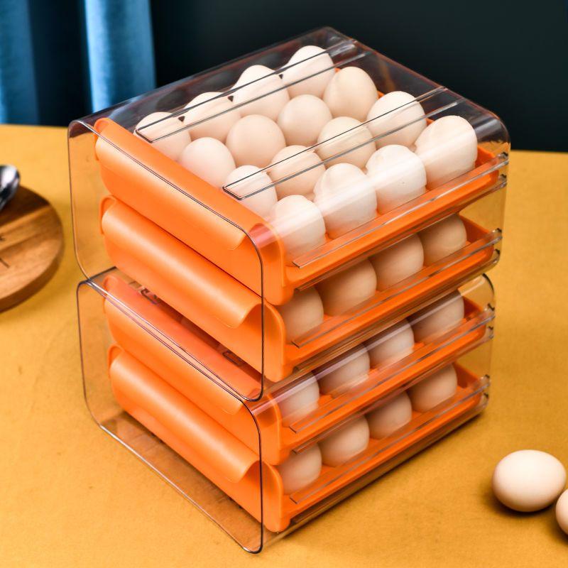 Double-layer Storage Box Refrigerator with Egg Dropper Kitchen Special Finishing Artifact Drawer Box Food-grade Fresh-keeping