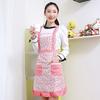 Classic Women Apron With Ruffle Pocket And Floral Roses For Kitchen And Chef Duties