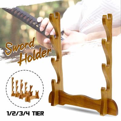 1/2/3/4 Tiers Universal Japanese Samurai Sword Wall Mount Solid Wood Rack Display Katana Holder Stand Bracket Home Decoration