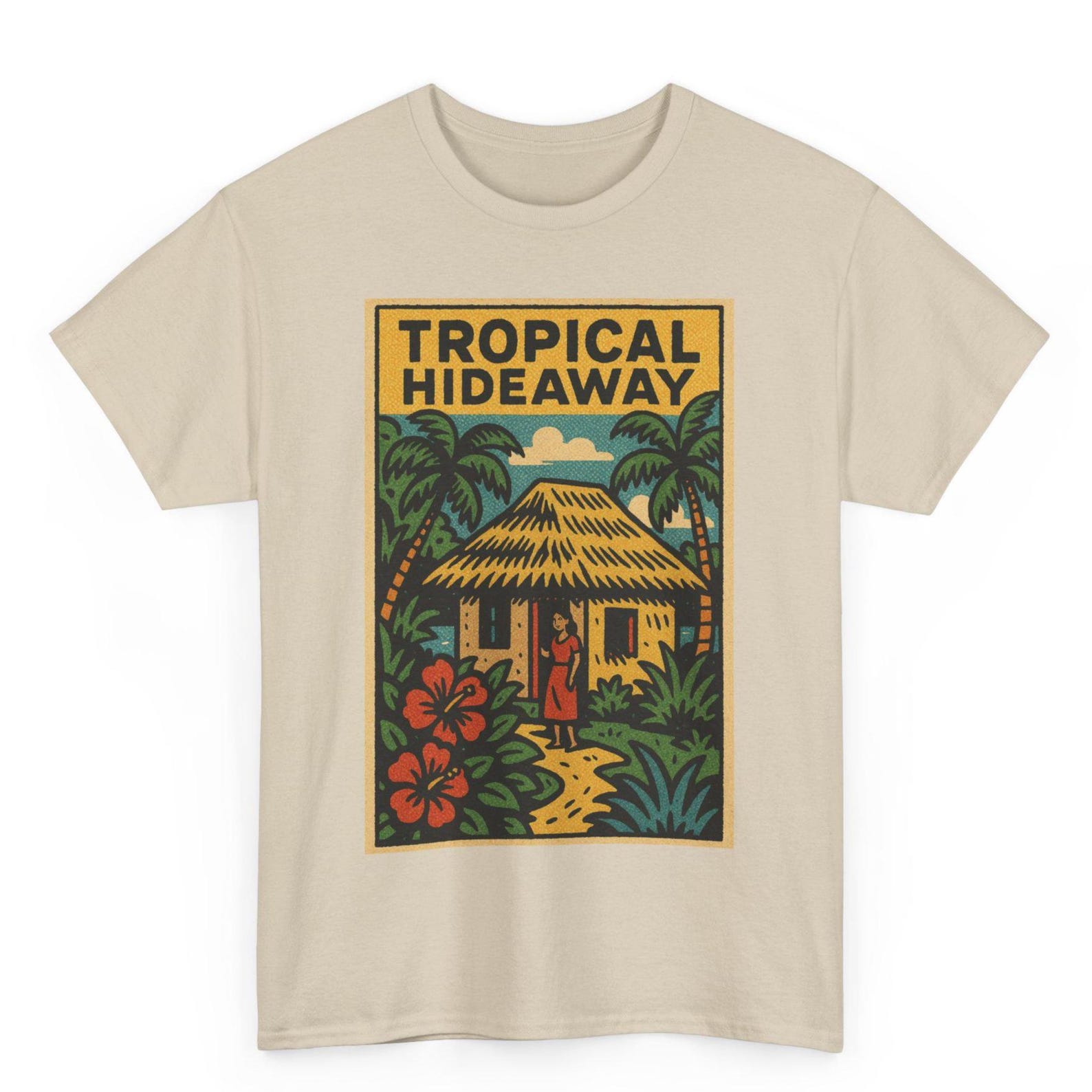 Retro Comic Tropical T-Shirt: Island Surf Graphic Tee 3XL