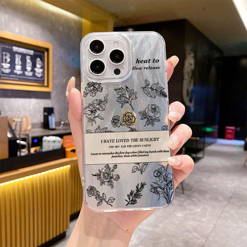 

Sketch Camellia Mobile Phone Case High-end 12 for Apple 16 Promax Mobile Phone Case for IPhone 15 Feather Yarn 13 For iPhone 17PROMAX