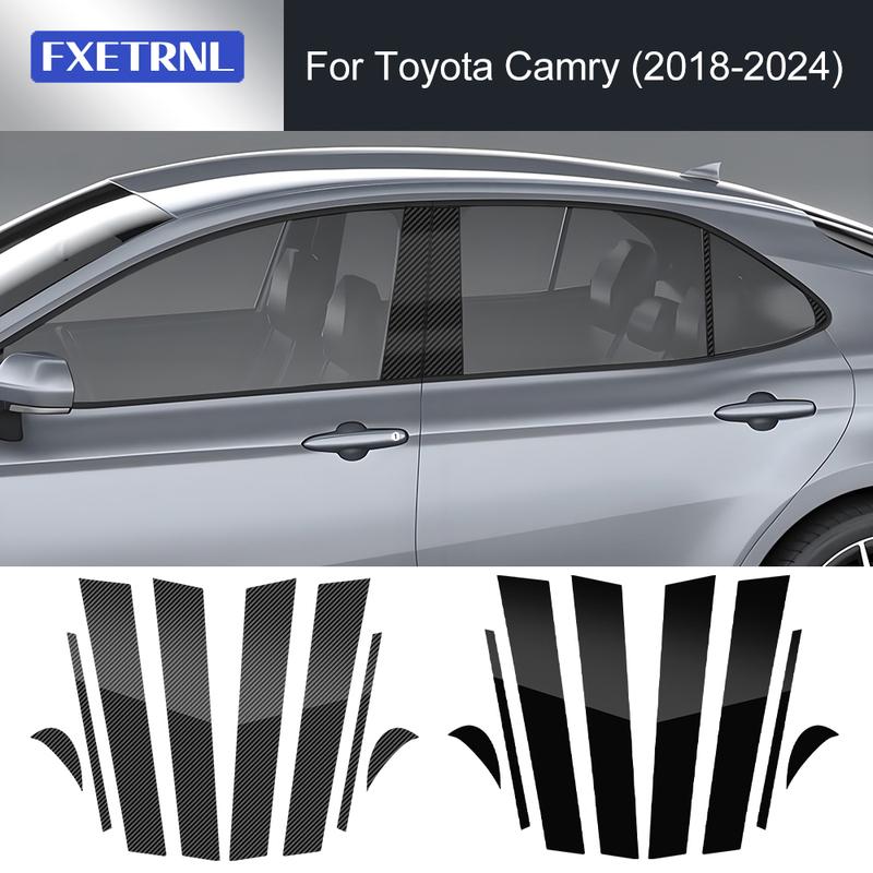 Glossy Black Carbon Fiber Window Door Deal B Pillar Post Cover Sticker For Toyota Camry 2018 2024