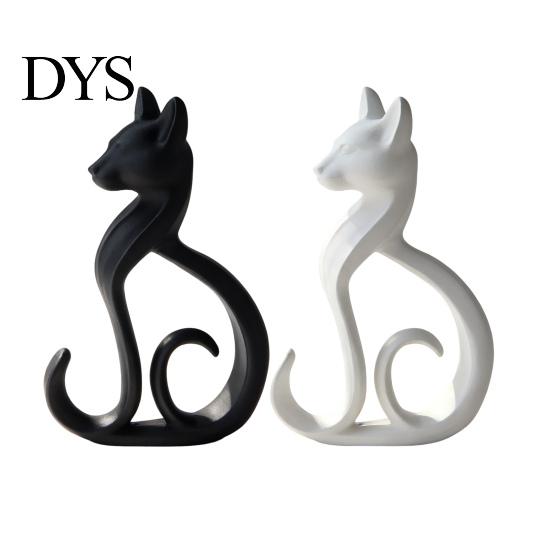 Light Luxury Decor 3D Printed Cat Figurine, Minimalist Elegant Sitting Sculpture, Modern Home Decoration Animal Ornament for Office Desk Shelf