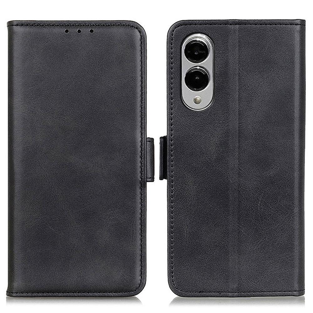 For Samsung Galaxy S25 Edge Case Stand Cowhide Texture PU Leather Phone Cover